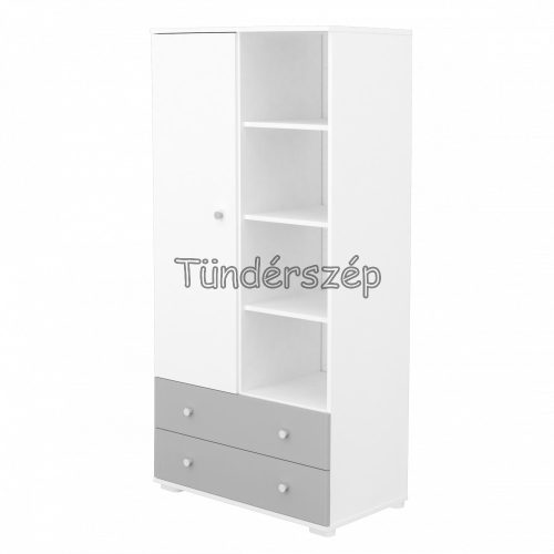 Timba Erik Egyajtós kétfiókos Szekrény Ezüst-Fehér 