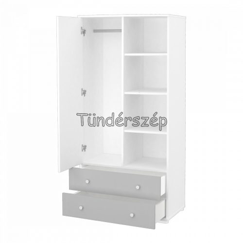 Timba Erik Egyajtós kétfiókos Szekrény Ezüst-Fehér 