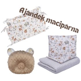 3 részes Minky Babaágynemű, Őzike + Ajándék macipárna