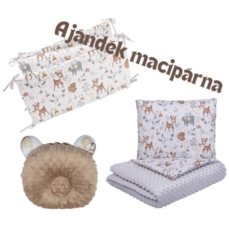 3 részes Minky Babaágynemű, Őzike + Ajándék macipárna