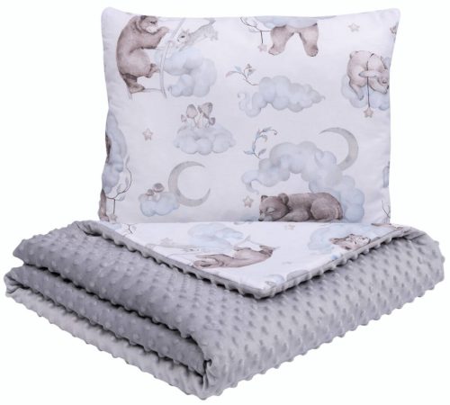 3 részes Minky Babaágynemű, Mackó + Ajándék macipárna