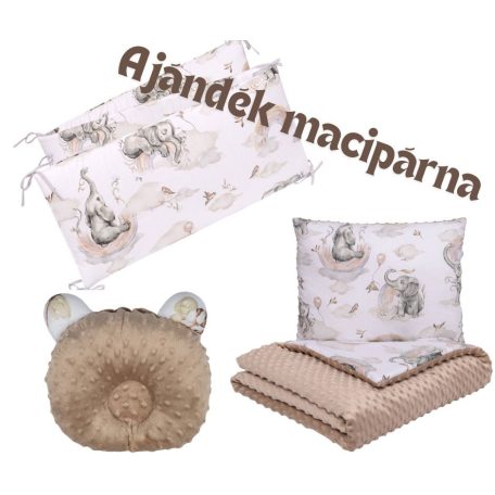 3 részes Minky Babaágynemű, Elefánt + Ajándék macipárna