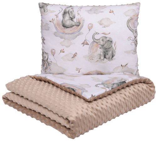 3 részes Minky Babaágynemű, Elefánt + Ajándék macipárna