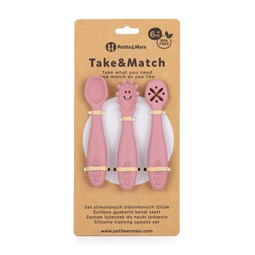 Petite&Mars Szilikon Tanuló Kanálszett Take&Match Dusty Rose 6m+