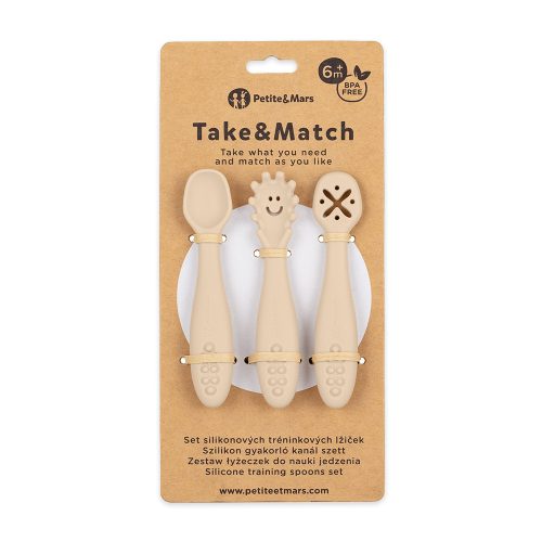 Petite&Mars Szilikon Tanuló Kanálszett Take&Match Dessert sand 6m+