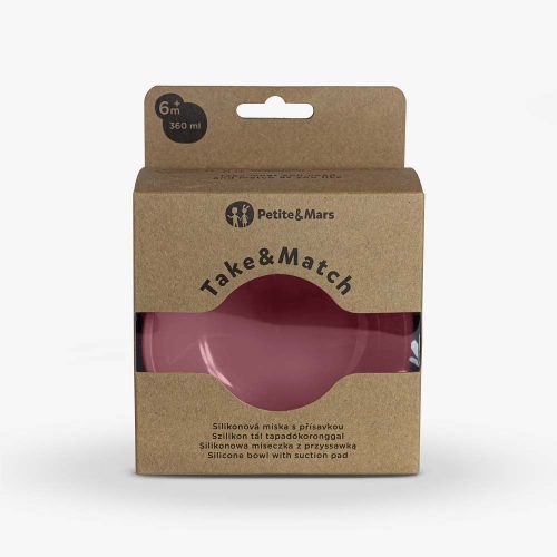 PETITE&MARS Szilikon tál tapadókoronggal Take&Match Dusty Rose 6m+