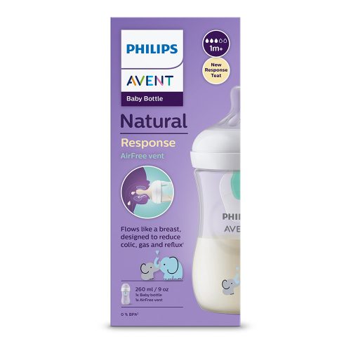 Philips AVENT Natural Response cumisüveg AirFree szeleppel 260 ml, 1m+, elefánt