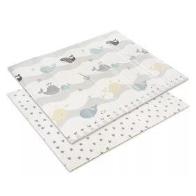   Lorelli Összehajtható 2 oldalas thermo játszószőnyeg 180x200cm - Grey Waves & stars 
