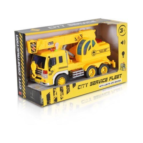 KISAUTÓ darus teherkocsi CITY 1:16 SÁRGA,fénnyel és hangeffekttel