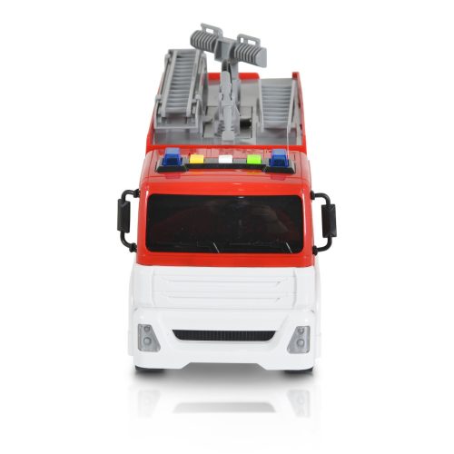 KISAUTÓ tűzoltóautó nagy létrás szerkocsi CITY 1:12 PIROS, Fénnyel és hangeffekttel