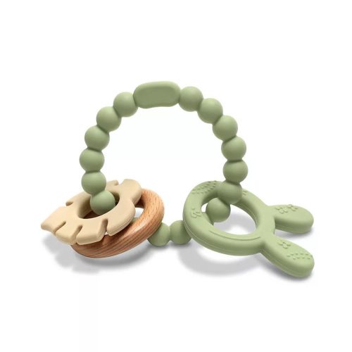 Lorelli Természetes Nyuszi szilikon és bükkfa rágóka - Fresh Green 