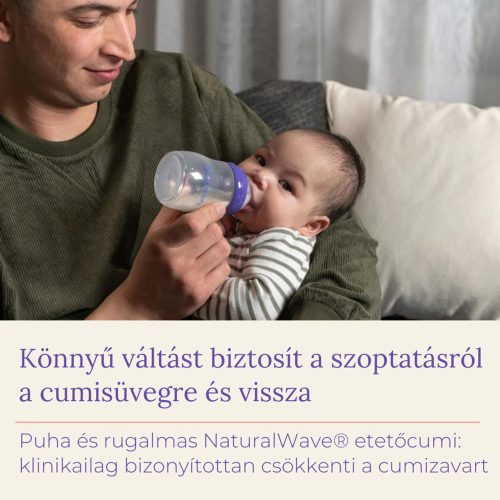 Lansinoh Cumisüveg lassú folyású etetőcumival + fedéllel, 160 ml