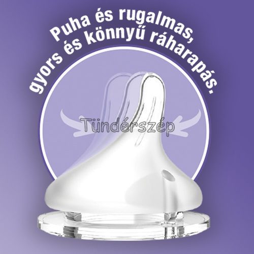 Lansinoh Cumisüveg lassú folyású etetőcumival + fedéllel, 160 ml