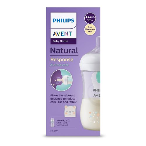 Philips AVENT SCY673/82 Natural Response cumisüveg AirFree 260 ml, 1hó+ medve