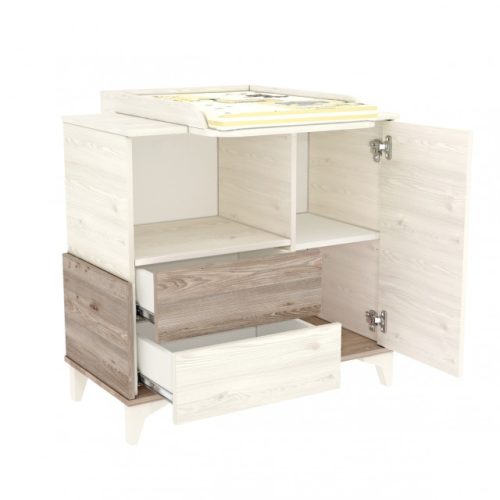 95 Pelenkázó szekrény, komód eltolható feltéttel Kloé, Krém-fűz