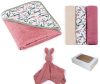 PETITE&MARS Bambusz törölköző kapucnival, 3db-os pelenka és szundikendő! Pink Meadow