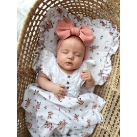 Babatakaró szett, 2 részes, duplagéz/muszlin-virágok