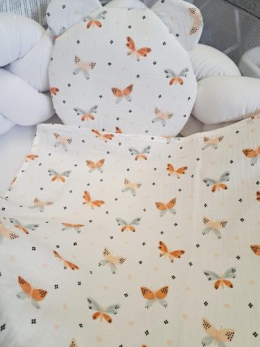 Babatakaró szett, 2 részes, duplagéz/muszlin-Pillangó