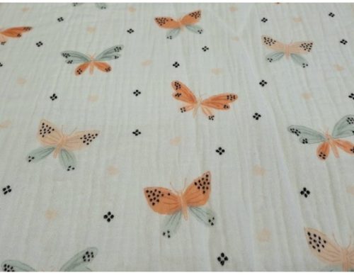 Babatakaró szett, 2 részes, duplagéz/muszlin-Pillangó