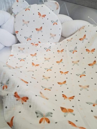 Babatakaró szett, 2 részes, duplagéz/muszlin-Pillangó