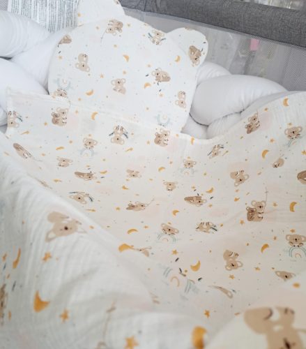 Babatakaró szett, 2 részes, duplagéz/muszlin-Koala