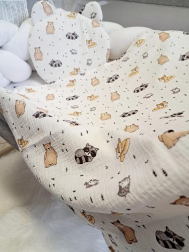 Babatakaró szett, 2 részes, duplagéz/muszlin-Erdei