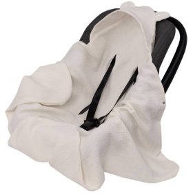   Hordozóba Köthető Kapucnis Macifüles Babatakaró, duplagéz/muszlin Bézs