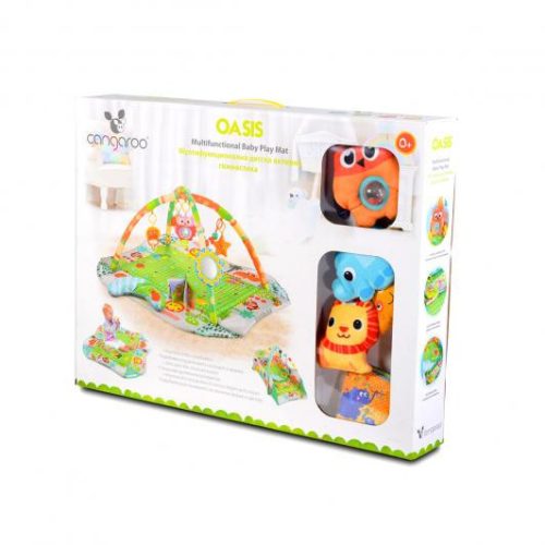 Cangaroo Oasis Játszószőnyeg Leengedhető Oldalfallal, pocakpárna Szürke