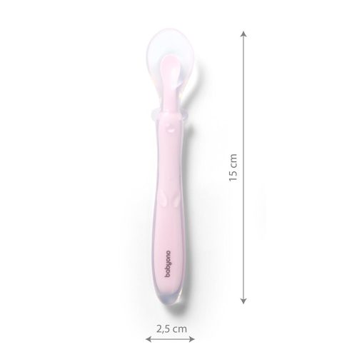 BabyOno etetőkanál szilikon flexibilis rózsaszín 785/03