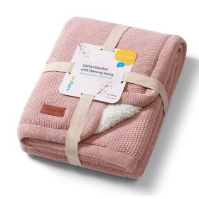 BabyOno takaró pamut/sherpa kötött 75x100cm rózsaszín