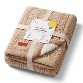 BabyOno takaró pamut/sherpa kötött 75x100cm barna