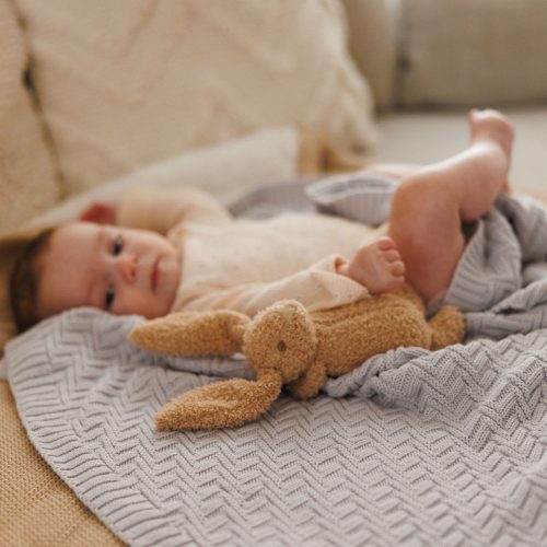 BabyOno takaró organikus pamut kötött 75x100cm szürke