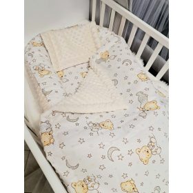   2 részes Minky Babatakaró+párna kétoldalas Csillagos maci