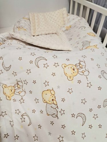 2 részes Minky Babatakaró+párna kétoldalas Csillagos maci