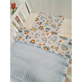 2 részes Pamut Babatakaró+párna kétoldalas Kék Felhő