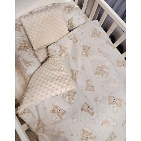   2 részes Minky Babatakaró+párna kétoldalas Szivárványos maci