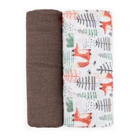   PETITE&MARS Bambusz muszlin 2db-os pelenka szett Misty Forest Fox 120x120cm