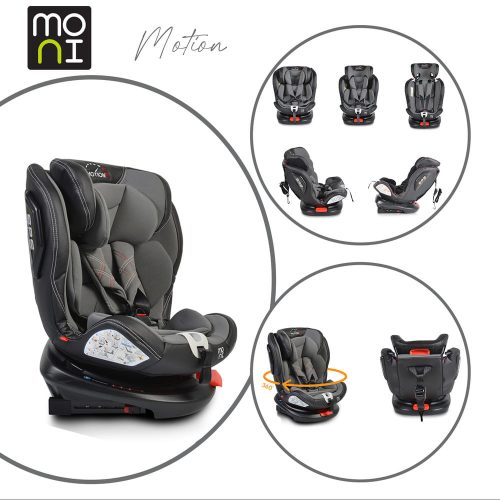 Moni Motion Autósülés, 0-36kg, Iso-fix, 360Fokban forgatható, Szürke