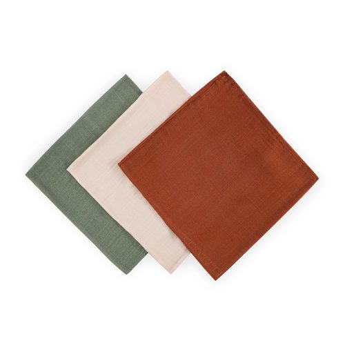 PETITE&MARS Bambusz muszlin pelenka szett 3 db Moussy Earth Tones 68 x 68 cm