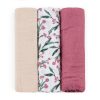 PETITE&MARS Bambusz muszlin 3db-os pelenka szett Moussy Pink Meadow 68 x 68 cm 