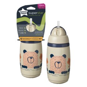   Tommee Tippee itatópohár - Superstar Insulated Straw Cup szívószálas hőtartó 266ml 12hó drapp