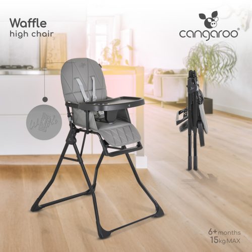 Cangaroo Waffle Etetőszék szürke, összecsukható