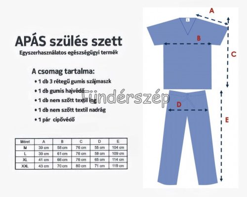 Apás Szülés Szett, zsilip ruha, több méret